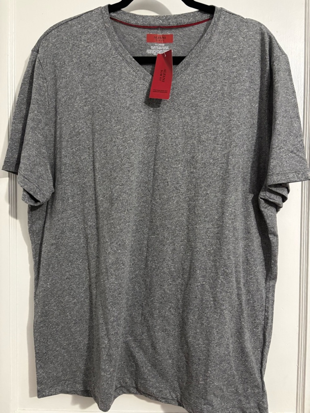 Alfani Gray Heather V-Neck Short Sleeve Tee